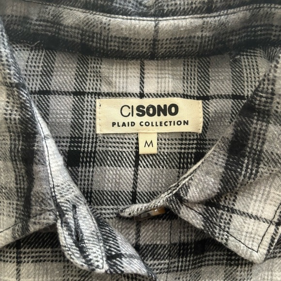 CiSono Plaid Collection Plaid Flannel Tie Waist Shirt Tunic Dress 4 Pocket Sz.M - Picture 11 of 11